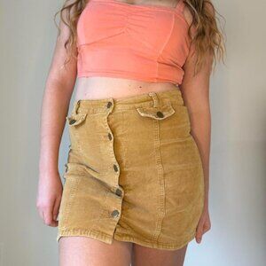 tan corduroy mini skirt